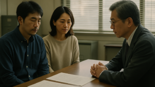 公証役場で公正証書の手続きをする夫婦