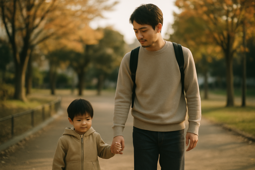 公園で子どもと過ごす親(面会交流のイメージ)